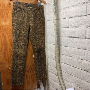 Levis Black Gold Floral Print Mid Rise Skinny Jeans